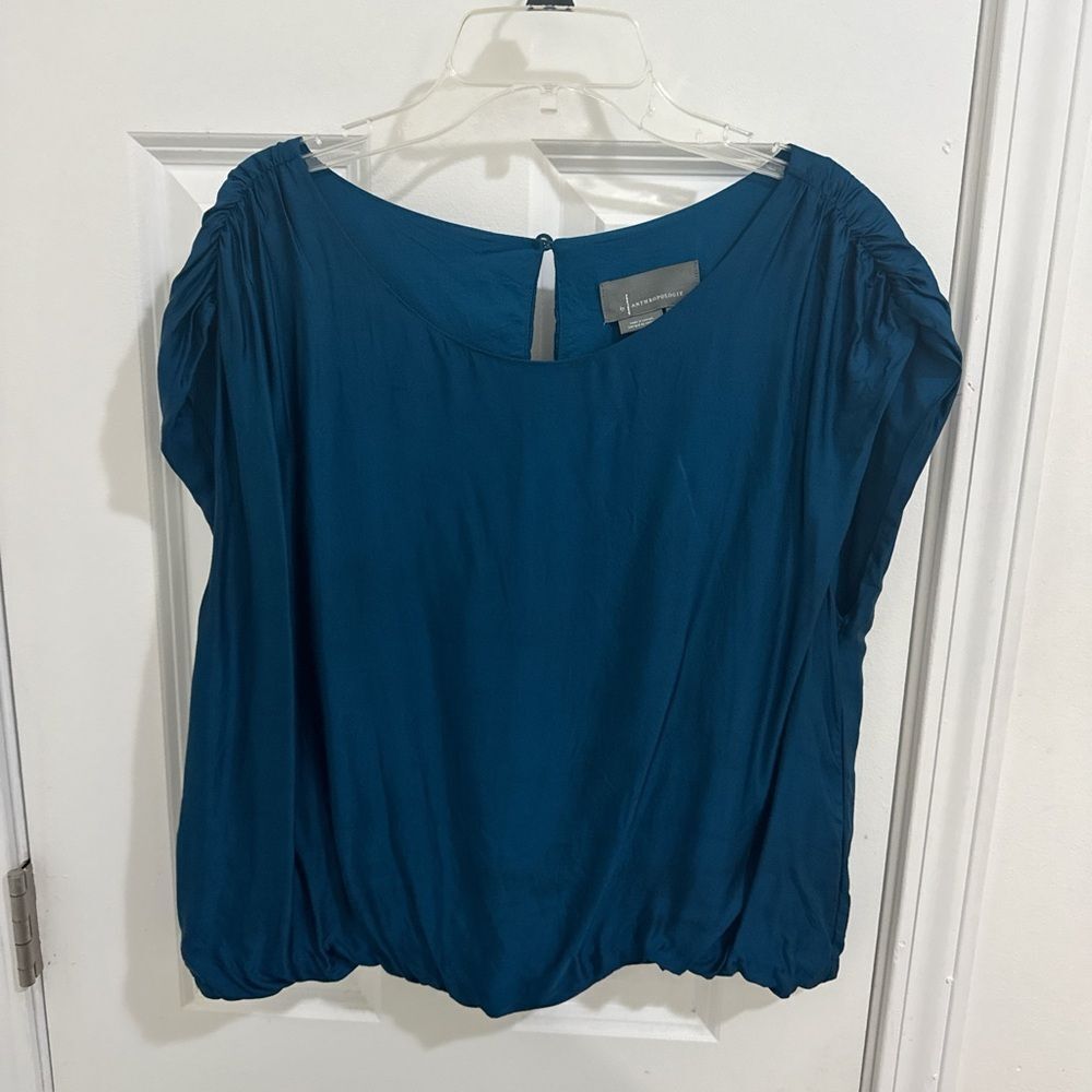 Anthropologie Deep Blue Blouse Size Small